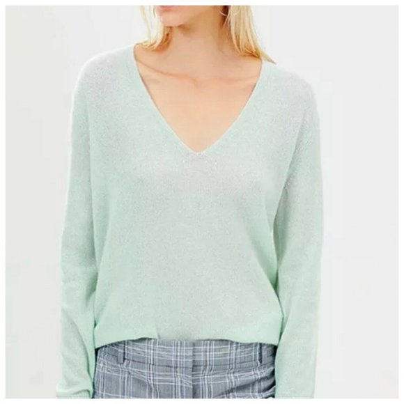 THEORY Adrianna Opal Green Cashmere Sweater